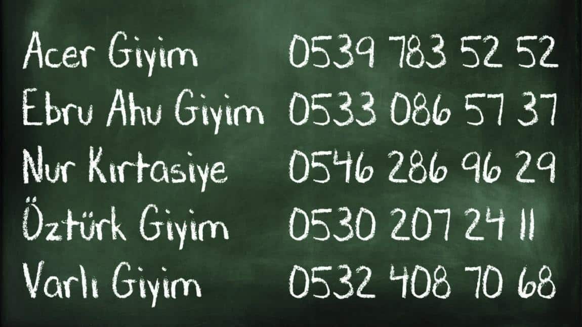 Okulumuzun Yeni Okul Kıyafetleri 29 Ağustos 2025 tarihinden itibaren bu işletmelerde satılacaktır.